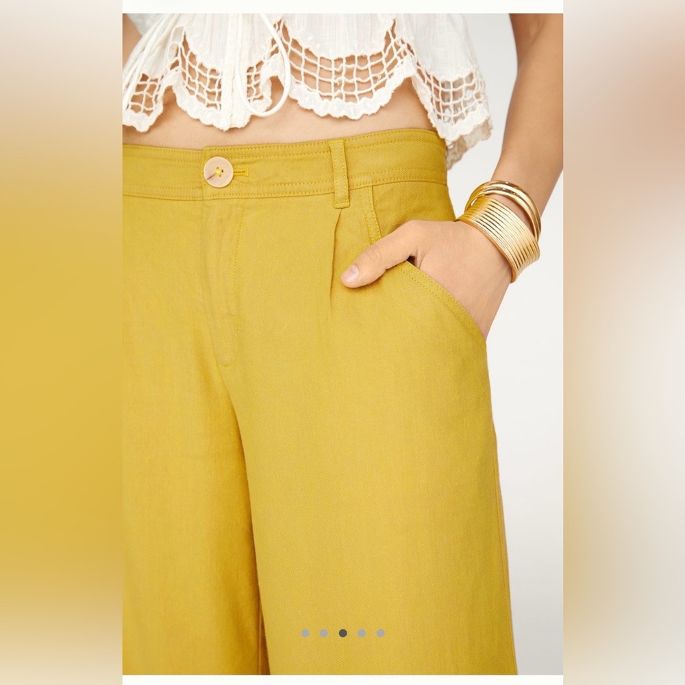 NWT Anthropologie Linen Blend Wide-Leg Pants 10